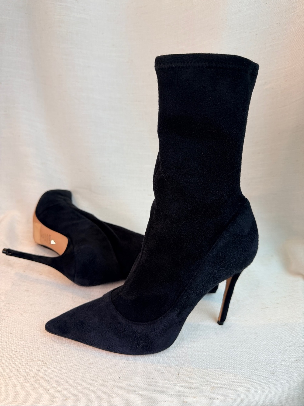 Schutz Black Suede Pointed Toe Sock Boots Women’s 9.5 Stiletto Heels